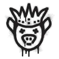 Pig king graffiti with black spray paint vector