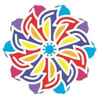 Colorful stencil mandala with abstract flower ornament vector