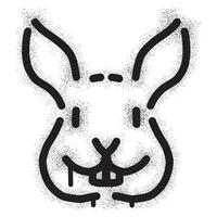 Rabbit face graffiti with black spray paint vector