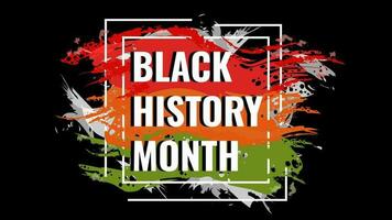 Black History month banner with splash of African colors of flag, bright paint splash with text on a black background. vector