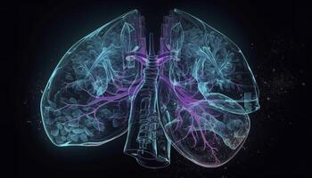 Smoky lungs of a smoker on a dark background isolate medical concept 3d illustration photo