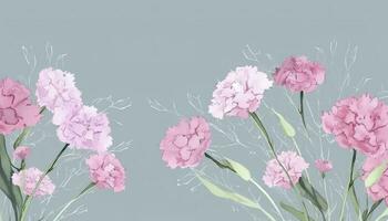 Happy mother's day background vector. Watercolor floral wallpaper design with pink carnation flowers, leaves. Mother's day concept illustration design for cover, banne , generate ai photo