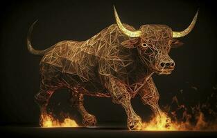 Fire sculpture of a Bull  , generate ai photo