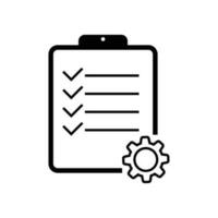 management project icon design. gear and document sign and symbol. vector