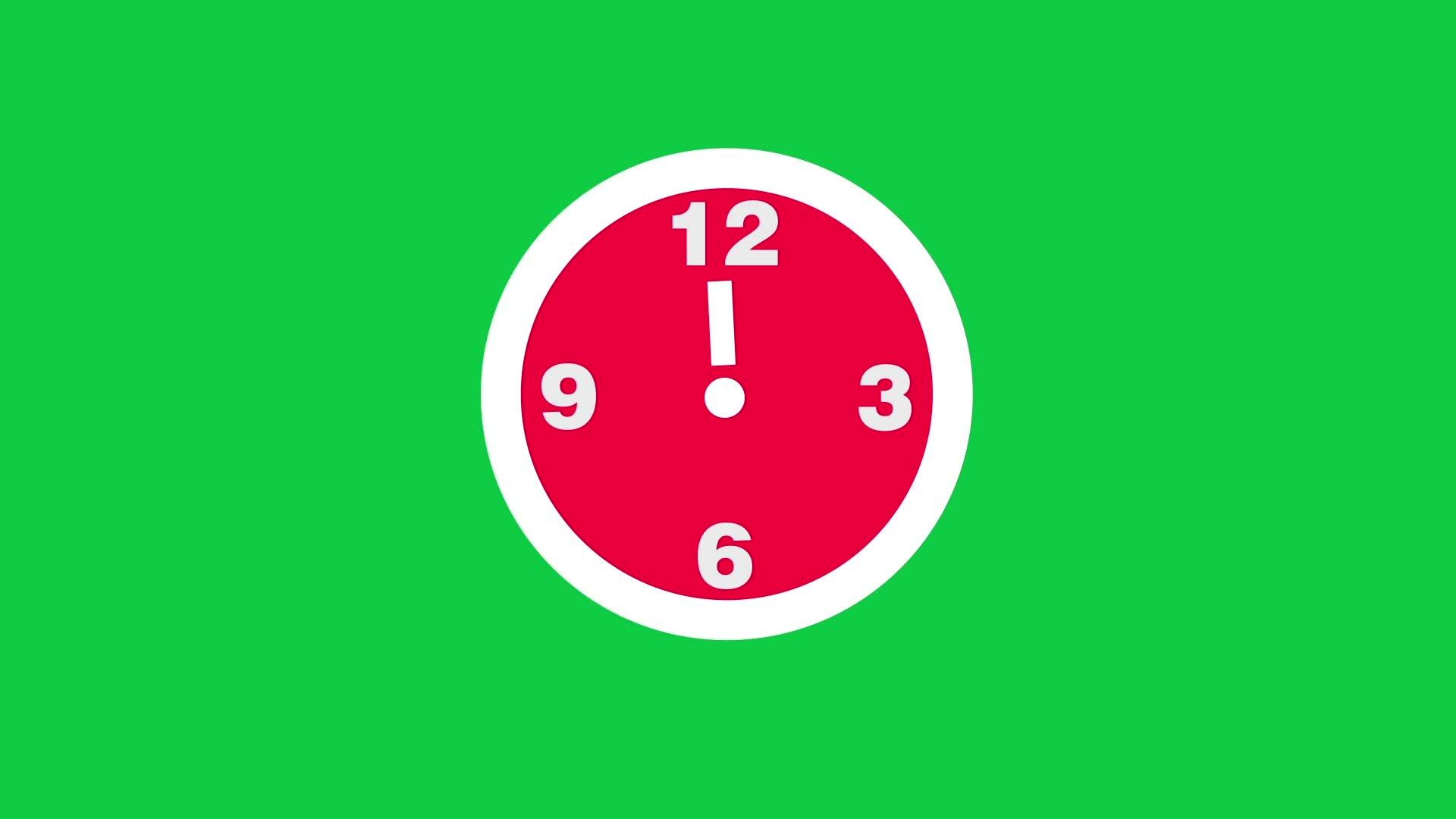 2d simple clock fast time passing loop animation on green screen