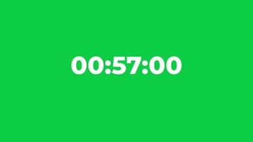 digitaal klok 1 minuut countdown timer met beven effect animatie Aan groen scherm achtergrond video