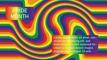 pride month text with abstract rainbow background vector