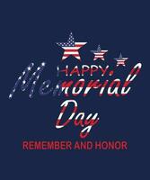 Happy Memorial Day text banner. National American Holiday. Vector Background.