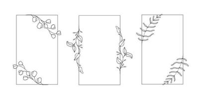 Set of rectangle frame with floral ornament vector