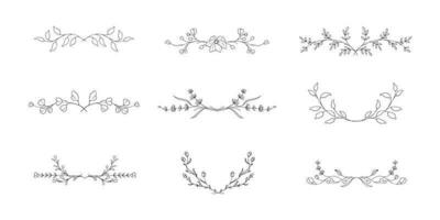 Set of floral hand drawn ornament vector