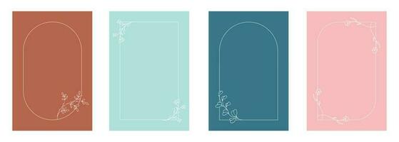 Set of minimalist floral frame vector