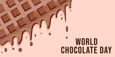 world chocolate day horizontal baner with chocolate bar melted vector