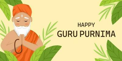 happy guru purnima horizontal banner illustration vector design
