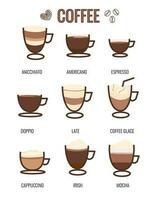 vector  set coffee , brown colors on a white background