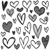 corazones de fideos, corazones de amor dibujados a mano. ilustración vectorial vector