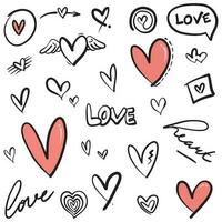 Doodle Hearts, hand drawn love hearts. Vector illustration.