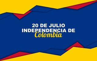 diseño de Colombia independencia día en Vigésimo julio, celebracion saludo bandera con bandera decoración vector