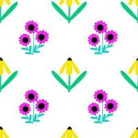 Floral seamless abstract pattern. Endless flowers ornament. vector