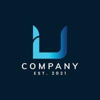 U Letter Logo for business and company identity with blue color vector