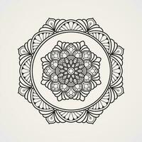 Ornamental Hexagonal Flower Mandala. suitable for henna, tattoos, coloring books vector