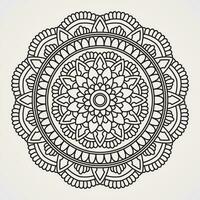 circular mandala with petals beside it. suitable for henna, tattoos, coloring books vector