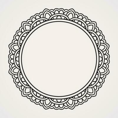 circular mandala flowers form a frame.  suitable for henna, tattoos, photos, coloring books. islam, hindu,Buddha, india, pakistan, chinese, arab