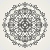 symmetrical circular ornaments . Decorative ornaments in the oriental ethnic style. The outline of the doodle's hand draws a vector illustration.  suitable for henna, coloring books