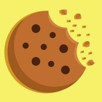 delicious bitten chocolate cookie vector illustration