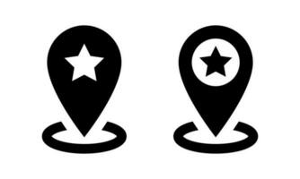 Favorite location icon vector. Map pin symbol with star vector