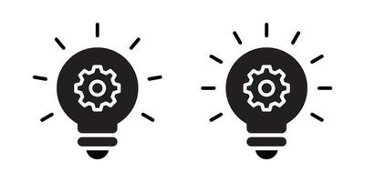 Bulb idea icon with gear. Lamp symbol vector