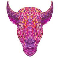 American Bison or American Buffalo Head Front View Pointillist Impressionist Pop Art Style vector