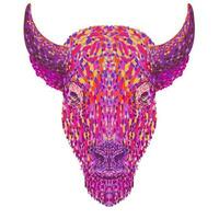 American Bison or American Buffalo Head Front View Pointillist Impressionist Pop Art Style vector