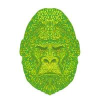 Silverback Gorilla Head Front View Pointillist Impressionist Pop Art Style vector
