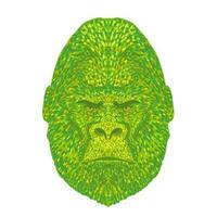 Silverback Gorilla Head Front View Pointillist Impressionist Pop Art Style vector