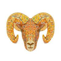 Bighorn Sheep or Ram Head Front View Pointillist Impressionist Pop Art Style vector