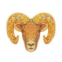 Bighorn Sheep or Ram Head Front View Pointillist Impressionist Pop Art Style vector