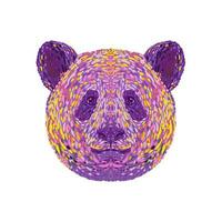 Giant Panda or Panda Bear Head Front View Pointillist Impressionist Pop Art Style vector