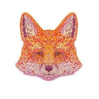 Red Fox Head Front View Pointillist Impressionist Pop Art Style vector