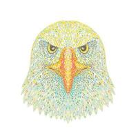 Bald Eagle Head Front View Pointillist Impressionist Pop Art Style vector