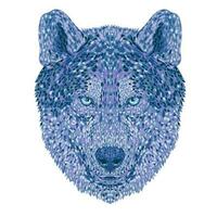 Wolf or Gray Wolf Head Front View Pointillist Impressionist Pop Art Style vector