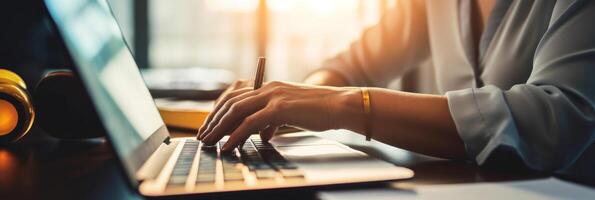 Hands with laptop. Illustration photo