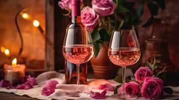 Glasses of rose wine. Illustration photo