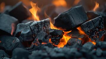 ardiente carbones fuego antecedentes. ilustración ai generativo foto