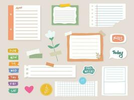 Collection of various paper notes. Blank paper notes for to-do list, planner, memories vector