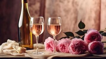 Glasses of rose wine. Illustration photo