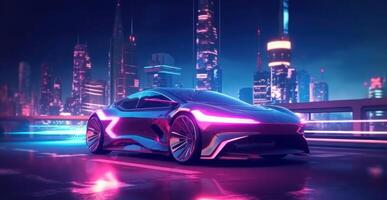 futurista coche antecedentes. ilustración ai generativo foto