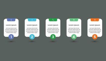 Presentation business infographic template design with five options or steps and icons vector