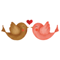 couple de oiseau avec cœur l'amour agrafe art élément transparent Contexte png