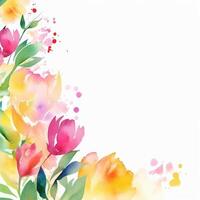 Watercolor floral frame background. Illustration photo