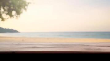 Nature background with wood table. Illustration photo